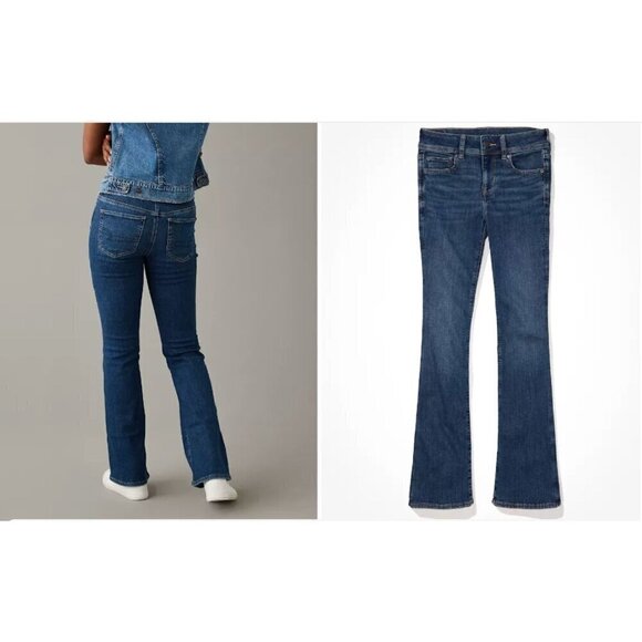 American Eagle Outfitters Denim - American Eagle Womens Kick Boot Dark Wash Denim Jeans Size 14R Blue Y2K VINTAGE